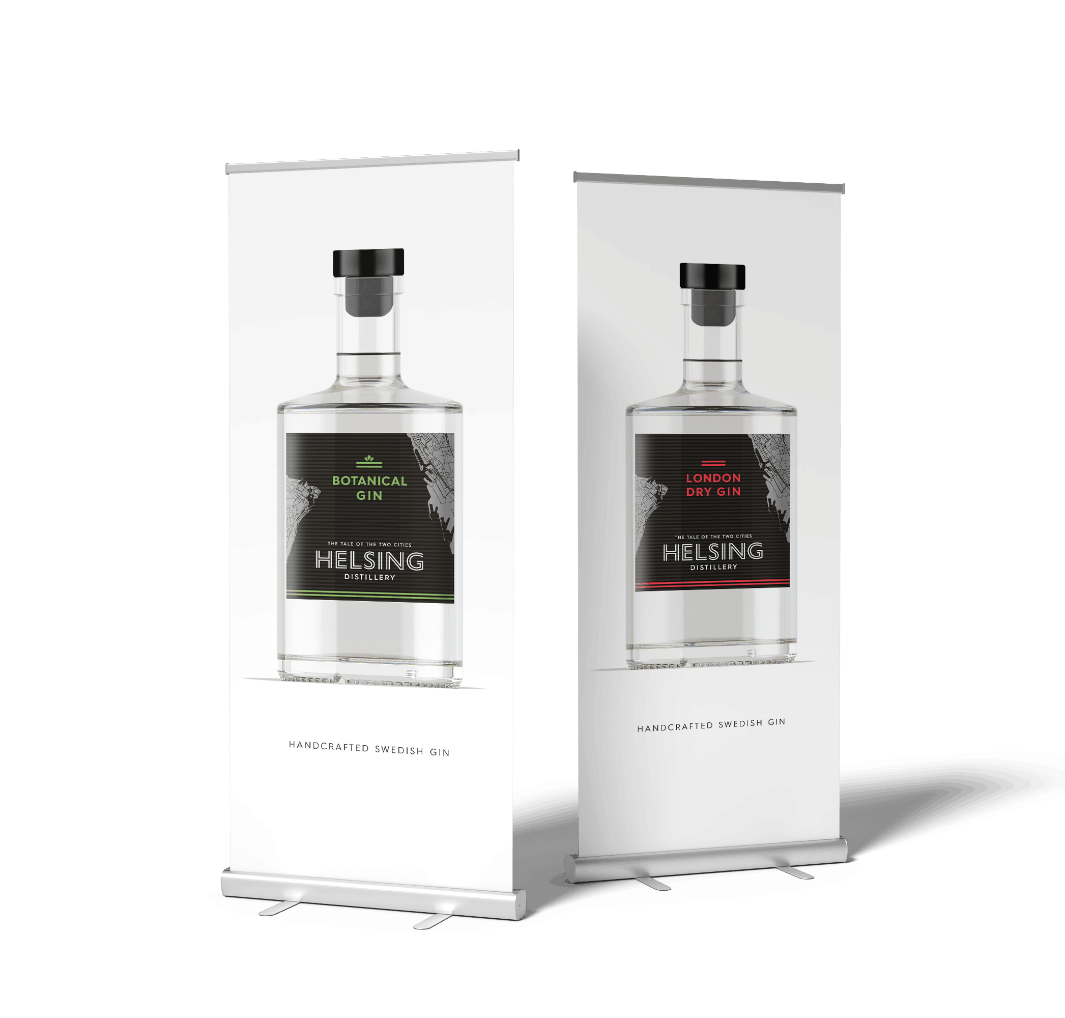 Reklammaterial för Helsing Destilleri