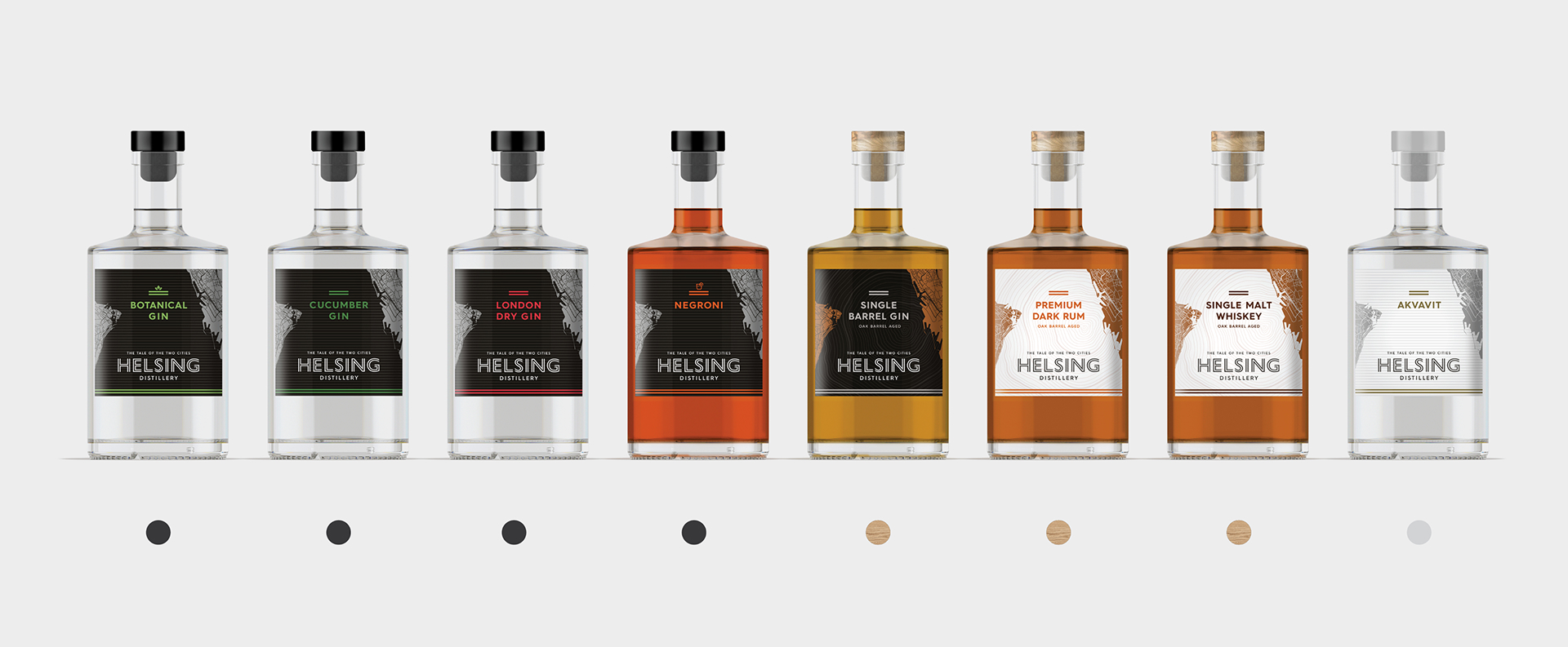 Bild på Destilleri, Solnedgång från Helsingborg, gin-flaska och ett glas med gin.